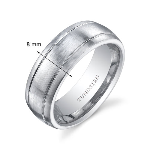 Brushed Finish 8mm Mens Tungsten Band Size 12.5