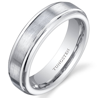 Flat Edge Brushed Finish 5mm Womens Tungsten Band Size 6