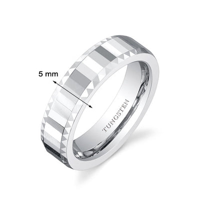 Faceted Mirror Finish 5mm Womens Tungsten Band Size 8