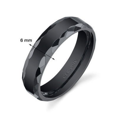 Black Ceramic unisex Band 6mm Size 7.5