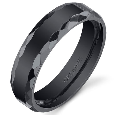 Black Ceramic unisex Band 6mm Size 7.5