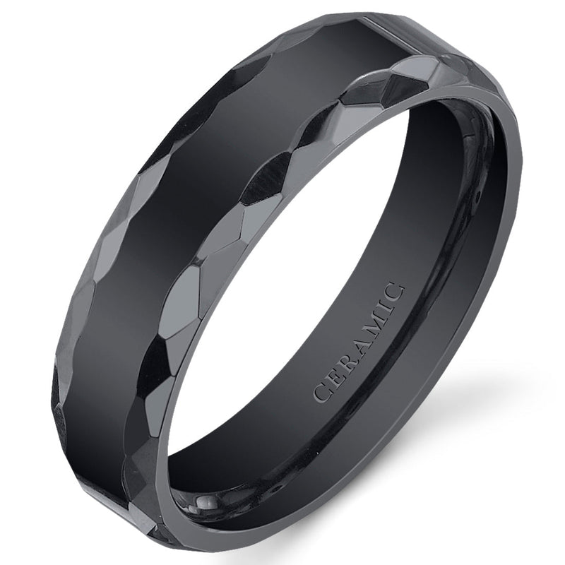 Black Ceramic unisex Band 6mm Size 6