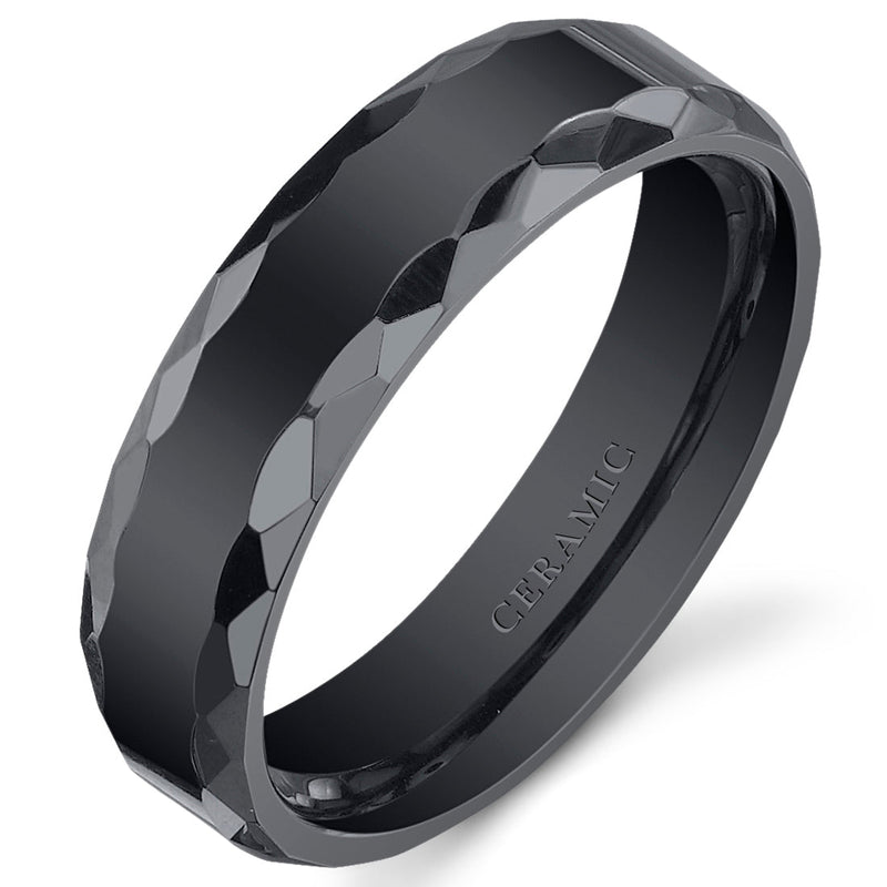 Black Ceramic unisex Band 6mm Size 6.5