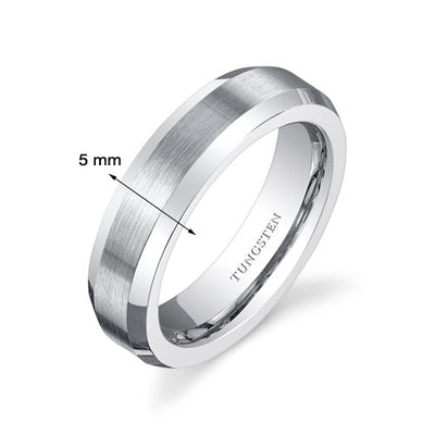 Beveled Edge 5mm Womens Tungsten Band Size 7.5