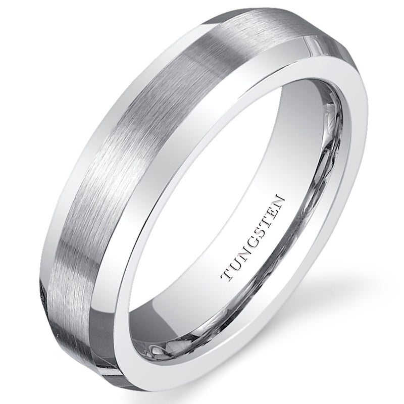 Beveled Edge 5mm Womens Tungsten Band Size 5.5