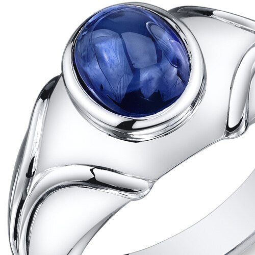 Mens 3.5 cts Blue Sapphire Sterling Silver Mens Ring Sizes 8 To 13