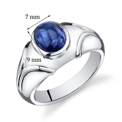 Mens 3.5 cts Blue Sapphire Sterling Silver Mens Ring Sizes 8 To 13