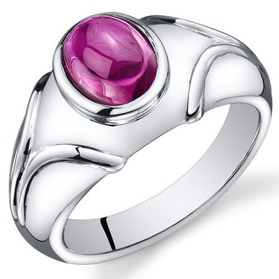 Mens 3 cts Ruby Sterling Silver Mens Ring Sizes 8 To 13