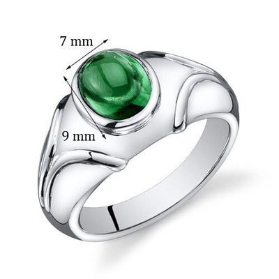 Mens 2.5 cts Emerald Sterling Silver Mens Ring Sizes 8 To 13