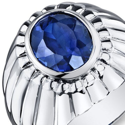 Mens 5.5 cts Blue Sapphire Sterling Silver Mens Ring Sizes 8 To 13