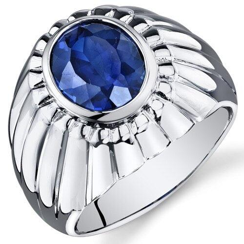 Mens 5.5 cts Blue Sapphire Sterling Silver Mens Ring Sizes 8 To 13