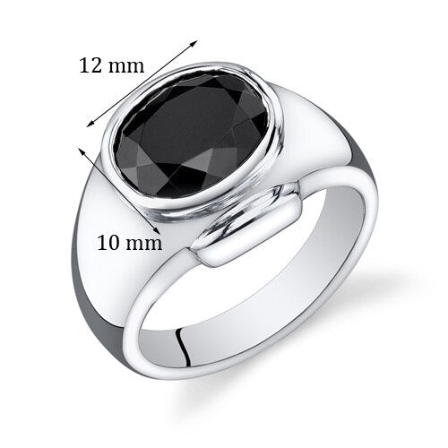 Mens 6.5 cts Black Onyx Sterling Silver Mens Ring Sizes 8 - 13