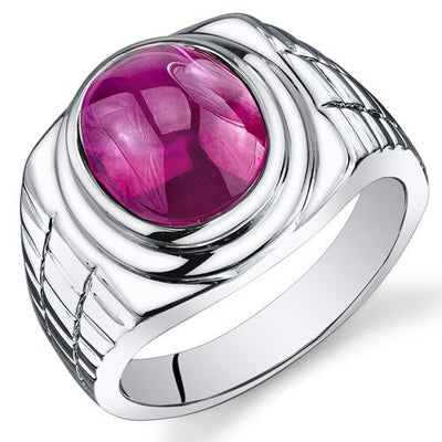 Mens 8 cts Ruby Sterling Silver Mens Ring Sizes 8 To 13