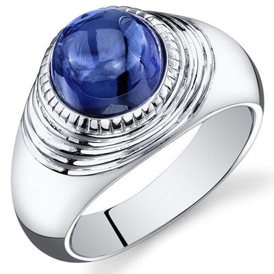 Mens 6.5 cts Blue Sapphire Sterling Silver Mens Ring Sizes 8 To 13