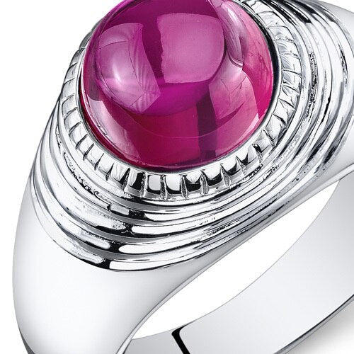 Mens 6.5 cts Ruby Sterling Silver Mens Ring Sizes 8 To 13