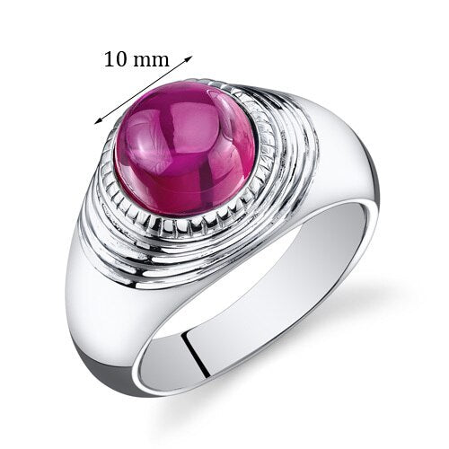 Mens 6.5 cts Ruby Sterling Silver Mens Ring Sizes 8 To 13