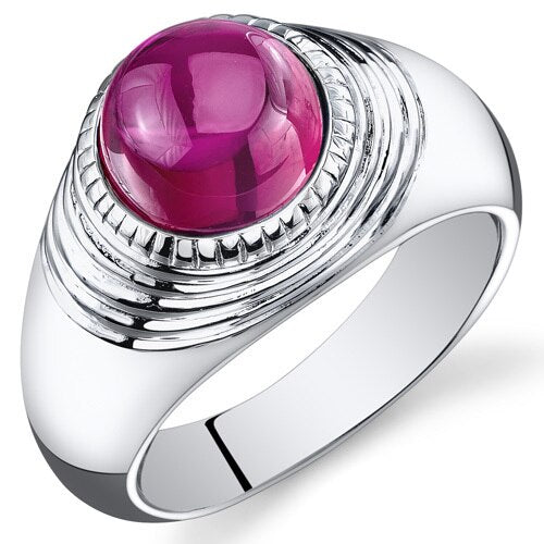 Mens 6.5 cts Ruby Sterling Silver Mens Ring Sizes 8 To 13