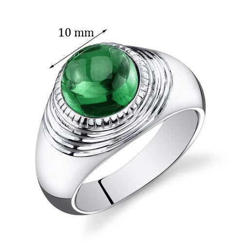 Mens 5.5 cts Emerald Sterling Silver Mens Ring Sizes 8 To 13