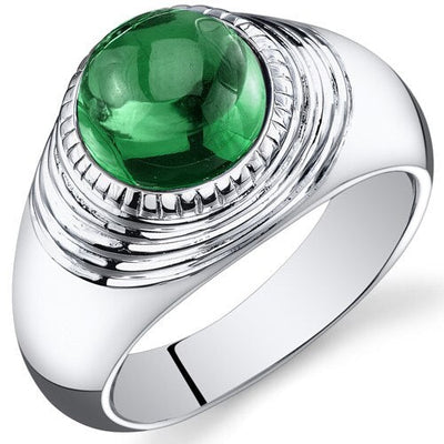 Mens 5.5 cts Emerald Sterling Silver Mens Ring Sizes 8 To 13