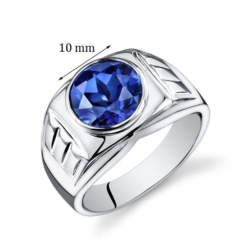 Mens 5.5 cts Blue Sapphire Sterling Silver Mens Ring Sizes 8 To 13