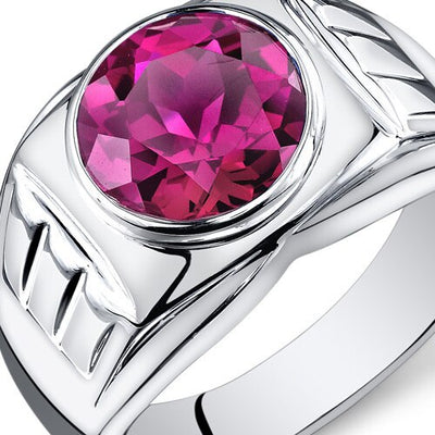 Mens 5.5 cts Ruby Sterling Silver Mens Ring Sizes 8 To 13