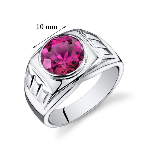 Mens 5.5 cts Ruby Sterling Silver Mens Ring Sizes 8 To 13