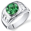 Mens 4.5 cts Emerald Sterling Silver Mens Ring Sizes 8 To 13