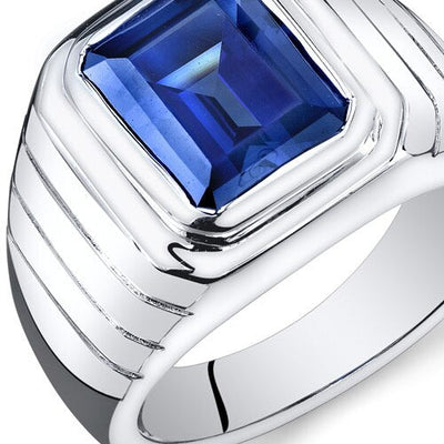 Mens 6.5 cts Blue Sapphire Sterling Silver Mens Ring Sizes 8 To 13