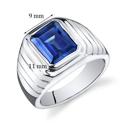 Mens 6.5 cts Blue Sapphire Sterling Silver Mens Ring Sizes 8 To 13