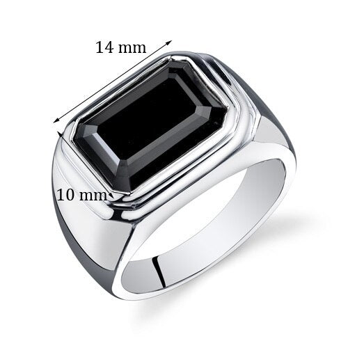 Mens 7 cts Black Onyx Sterling Silver Mens Ring Sizes 8 To 13