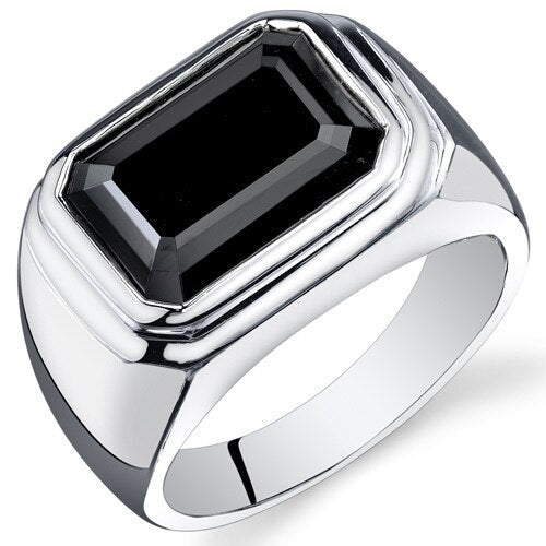 Mens 7 cts Black Onyx Sterling Silver Mens Ring Sizes 8 To 13