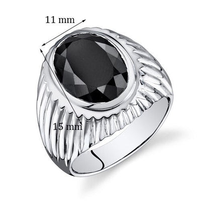 Mens 7 cts Black Onyx Sterling Silver Mens Ring Sizes 8 To 13