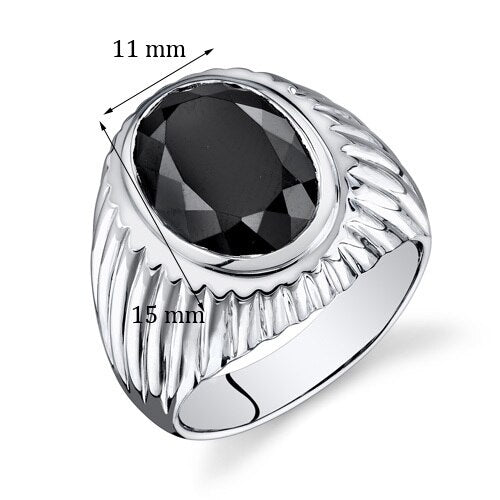 Mens 7 cts Black Onyx Sterling Silver Mens Ring Sizes 8 To 13