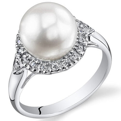 Freshwater Cultured 8.5mm White Pearl Classic Ring Sterling Silver