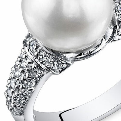 Freshwater Cultured 8.5mm White Pearl Regent Ring Sterling Silver