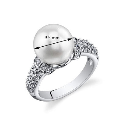 Freshwater Cultured 8.5mm White Pearl Regent Ring Sterling Silver