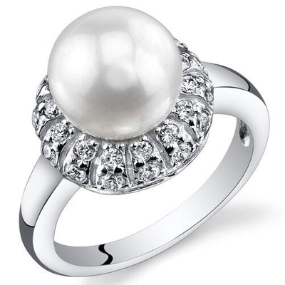 Freshwater Cultured 8.5mm White Pearl Ring Sterling Silver