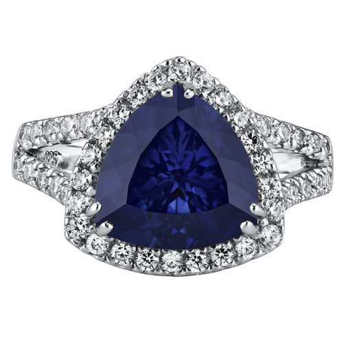 Blue Sapphire Ring Sterling Silver Triangle Shape 6 Carats