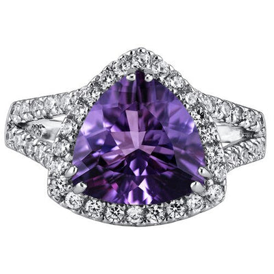 Amethyst Ring Sterling Silver Triangle Shape 3.75 Carats