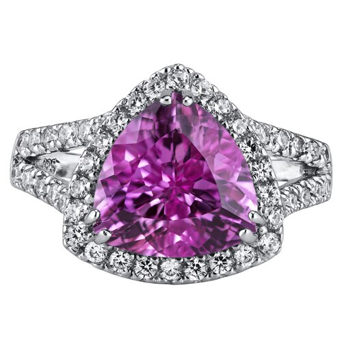 Pink Sapphire Ring Sterling Silver Triangle Shape 5.75 Carats