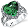 Emerald Ring Sterling Silver Heart Shape 6 Carats