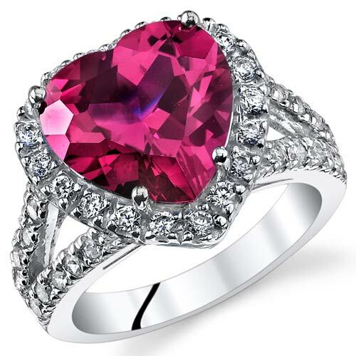 Ruby Ring Sterling Silver Heart Shape 6.25 Carats