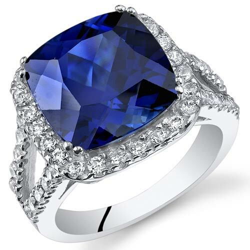 Blue Sapphire Ring Sterling Silver Cushion Shape 7.75 Carats