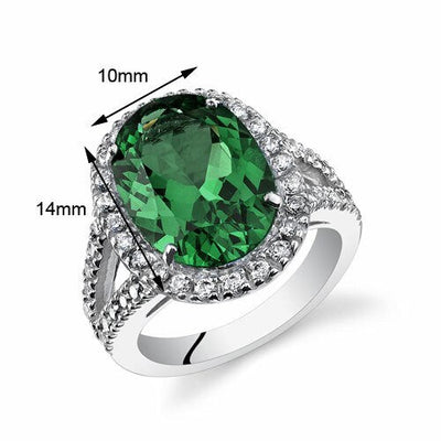 Emerald Ring Sterling Silver Oval Shape 7 Carats