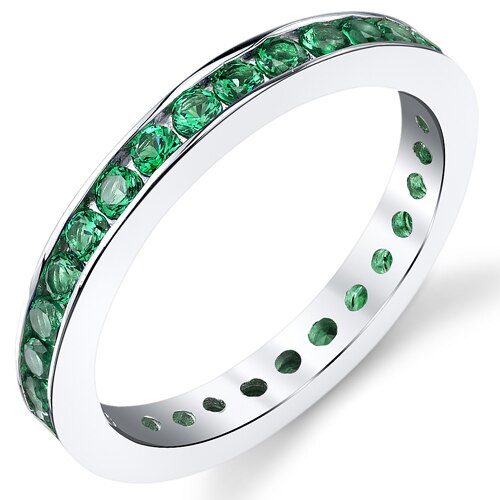 Emerald Ring Sterling Silver Round Shape 1.5 Carats