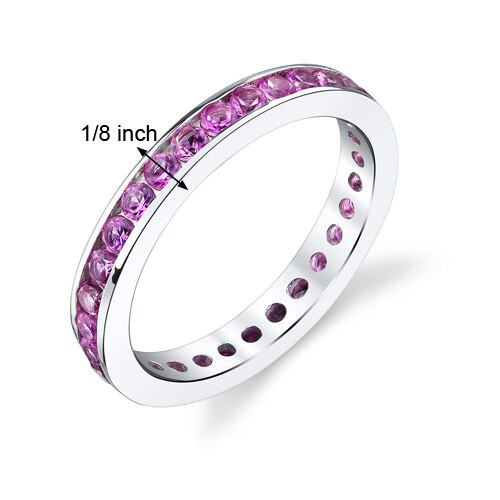 Pink Sapphire Ring Sterling Silver Round Shape 1.5 Carats