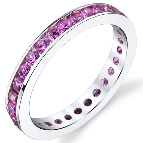 Pink Sapphire Ring Sterling Silver Round Shape 1.5 Carats