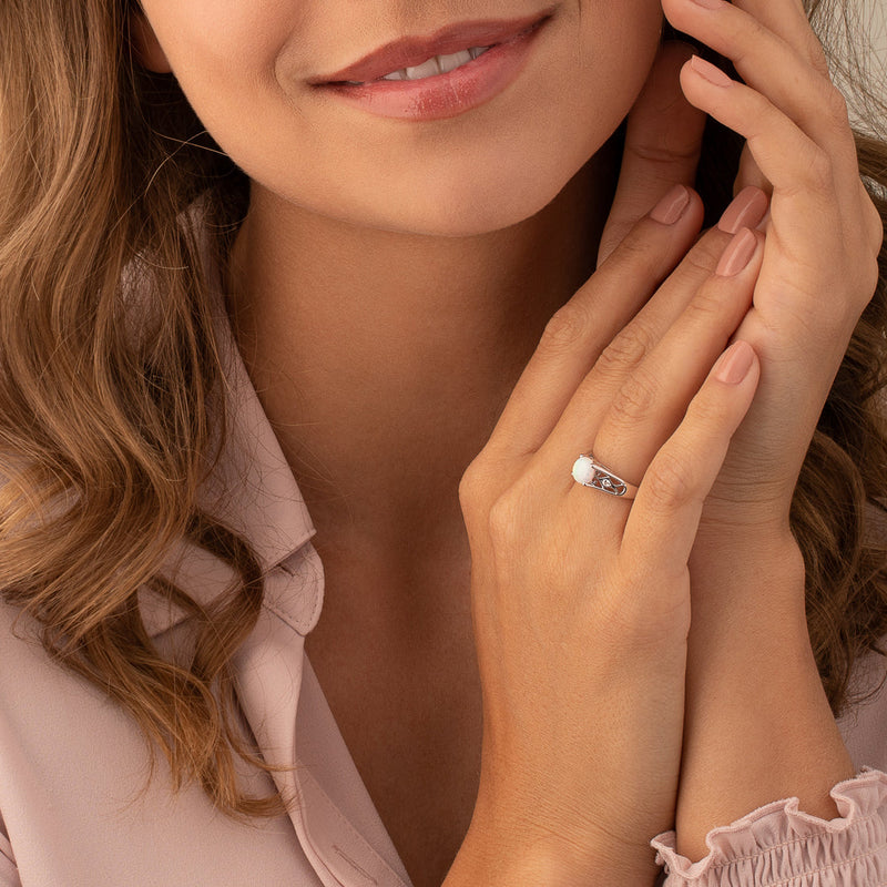 White Opal Ring Sterling Silver Round Shape 1.25 Carats