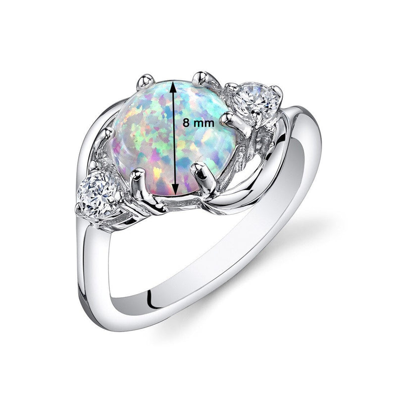 White Opal Ring Sterling Silver Round Shape 1.75 Carats