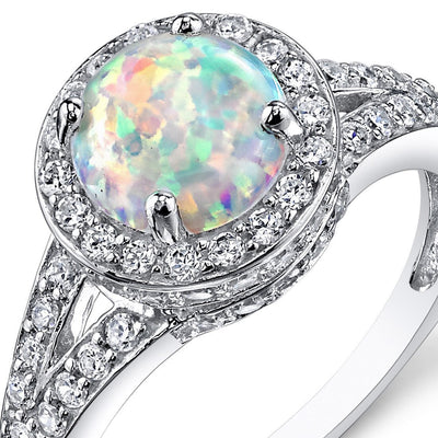 White Opal Ring Sterling Silver Round Shape 1.25 Carats